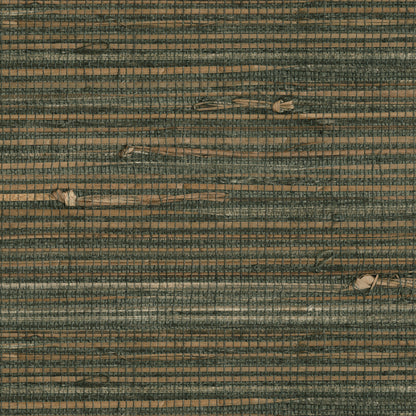 Kenneth James Reju Charcoal Grasscloth Wallpaper, 36-in by 24-ft