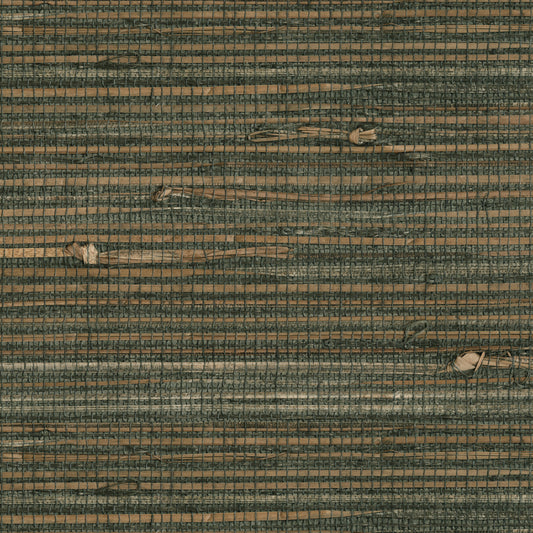 Kenneth James Reju Charcoal Grasscloth Wallpaper, 36-in by 24-ft