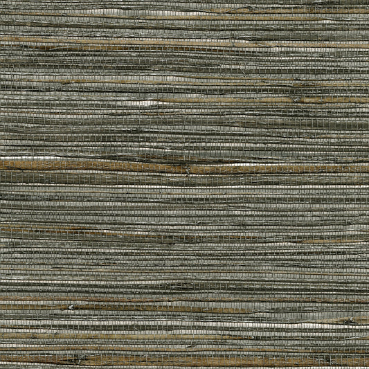 Kenneth James Fujian Silver Grasscloth Wallpaper, 36-in by 24-ft