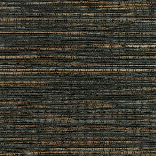 Kenneth James Shandong Charcoal Ramie Grasscloth Wallpaper, 36-in by 24-ft