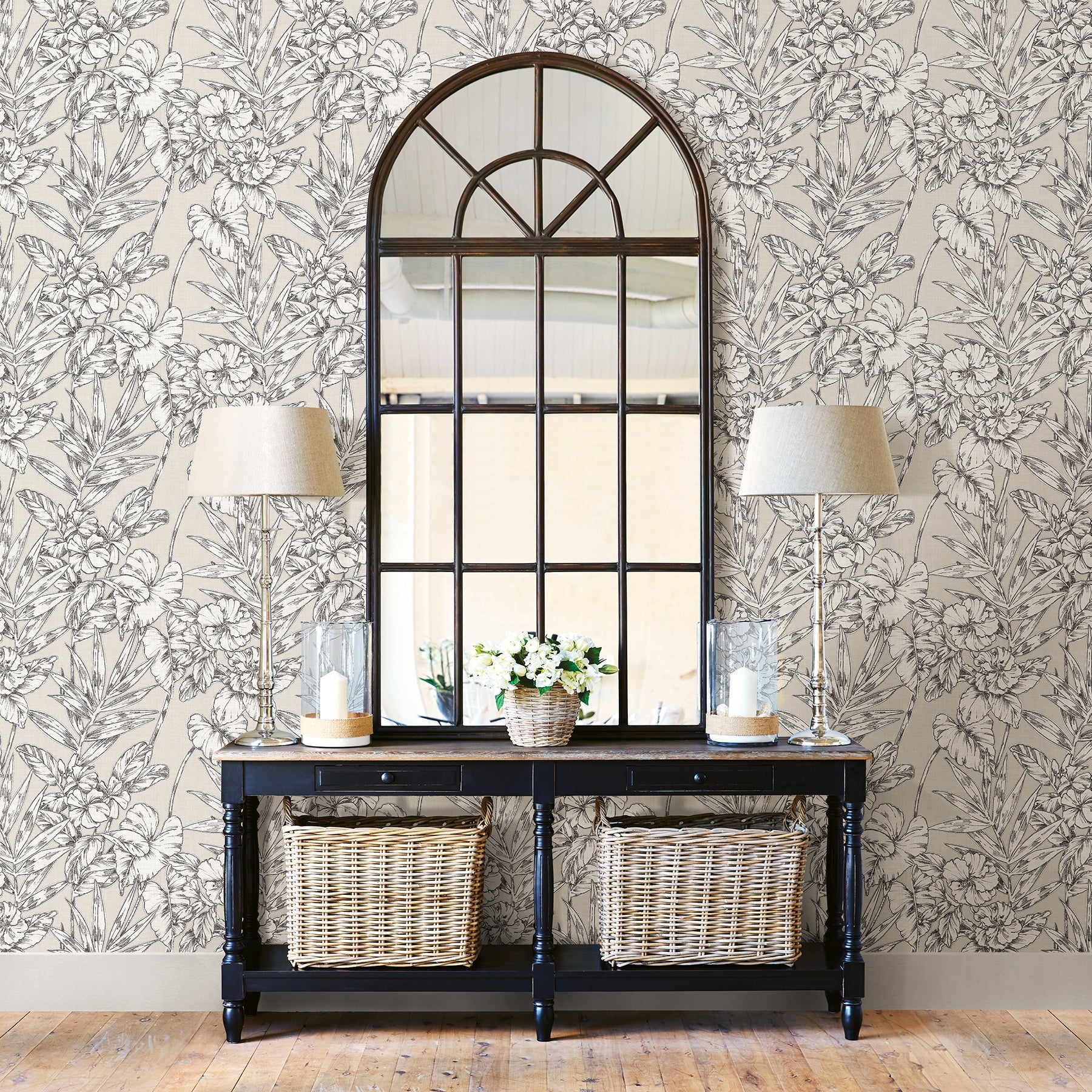 A-Street Prints Fiji Beige Floral Wallpaper, 20.5-in by 33-ft