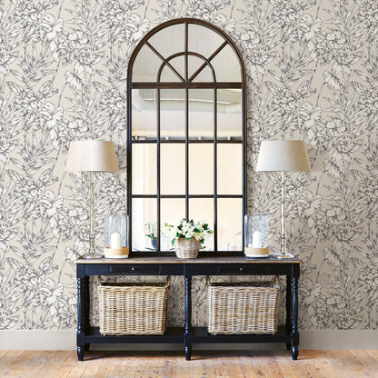 A-Street Prints Fiji Beige Floral Wallpaper, 20.5-in by 33-ft