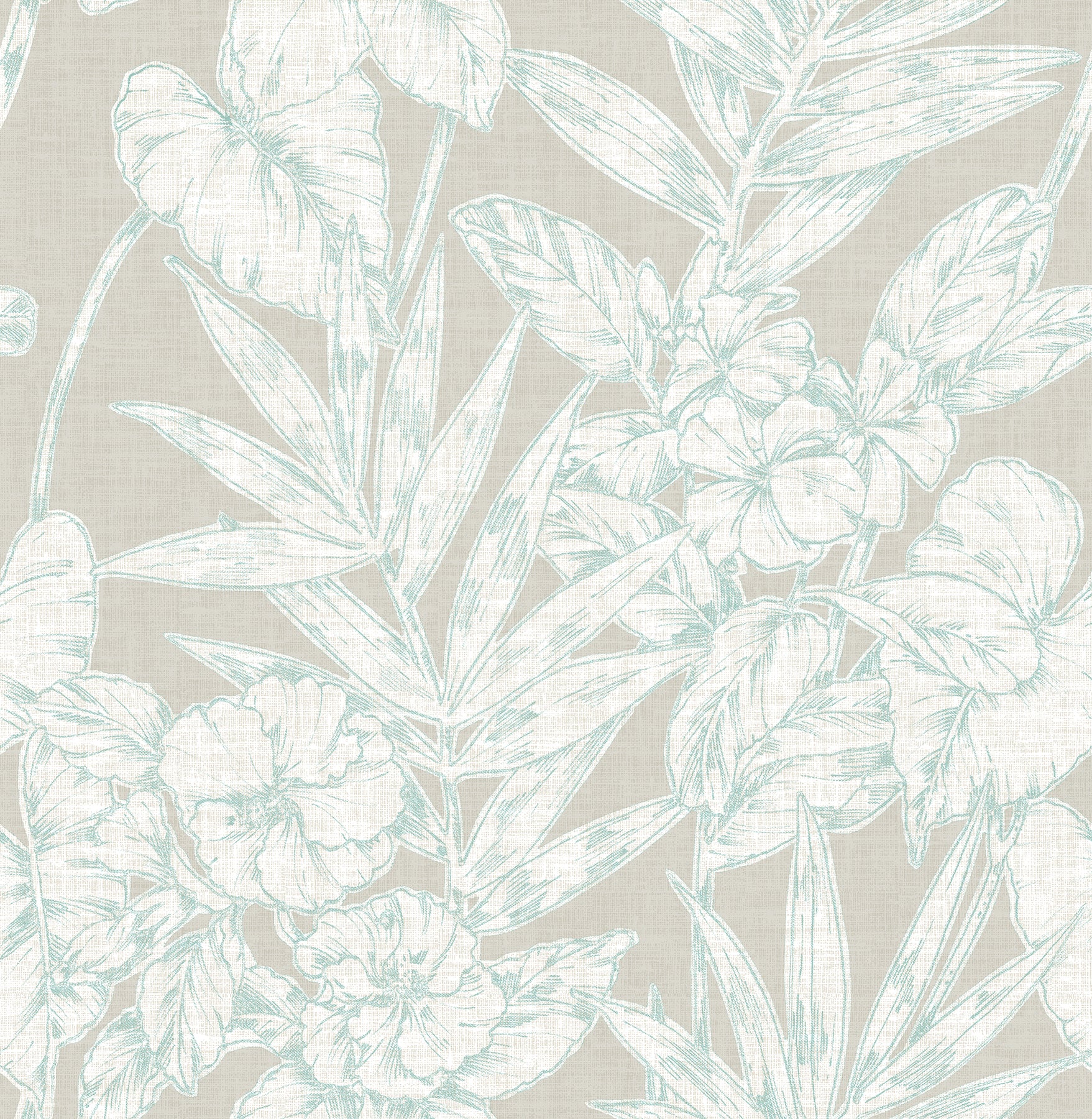 A-Street Prints Fiji Turquoise Floral Wallpaper, 20.5-in by 33-ft