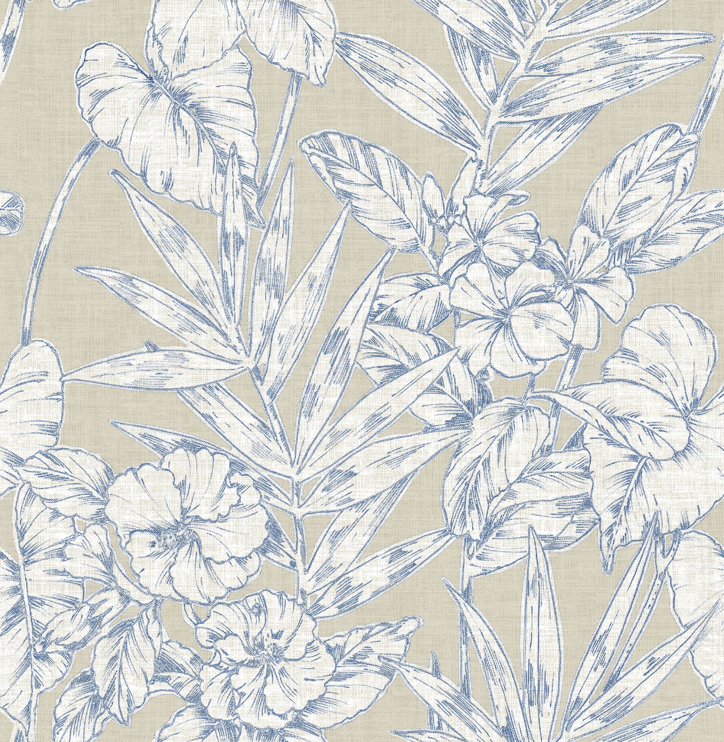 A-Street Prints Fiji Navy Floral Wallpaper, 20.5-in by 33-ft