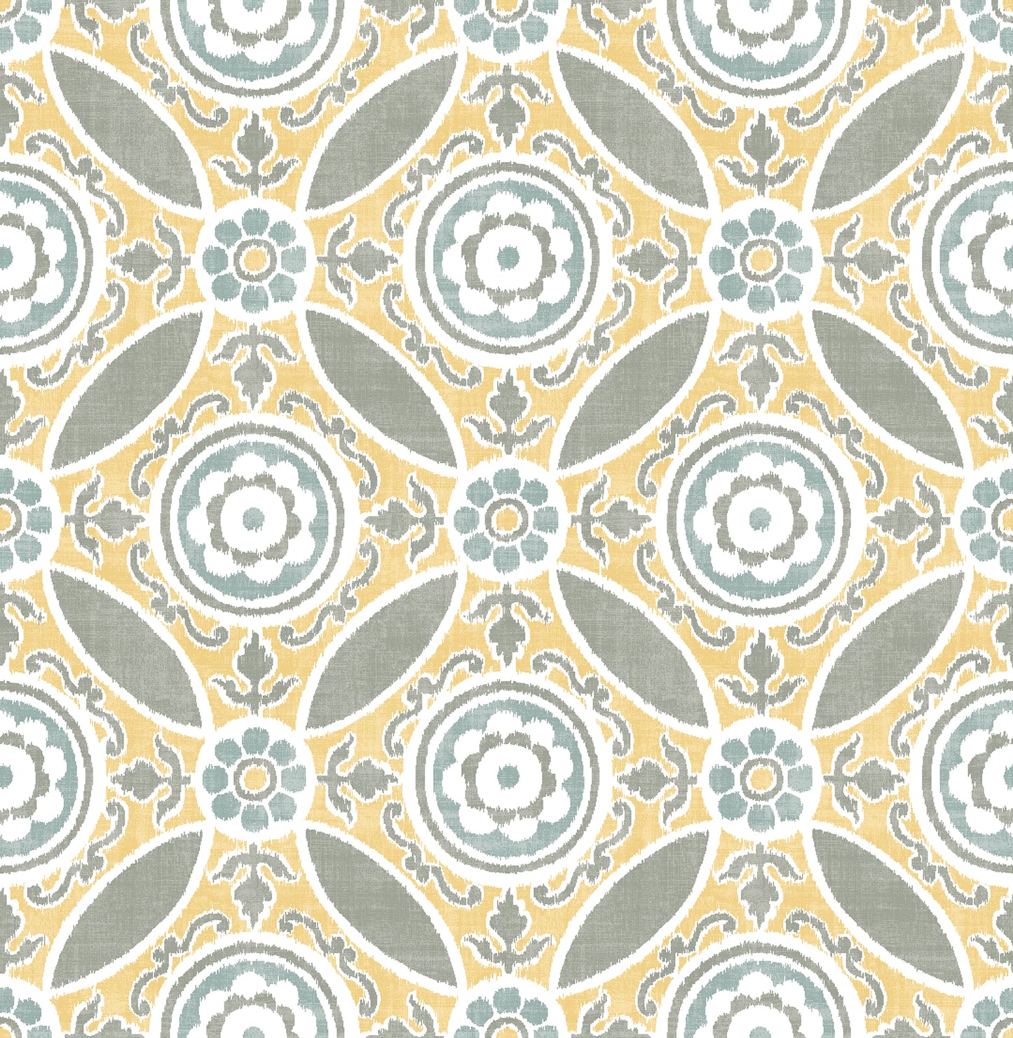 A-Street Prints Maya Yellow Medallion Wallpaper, 20.5-in by 33-ft