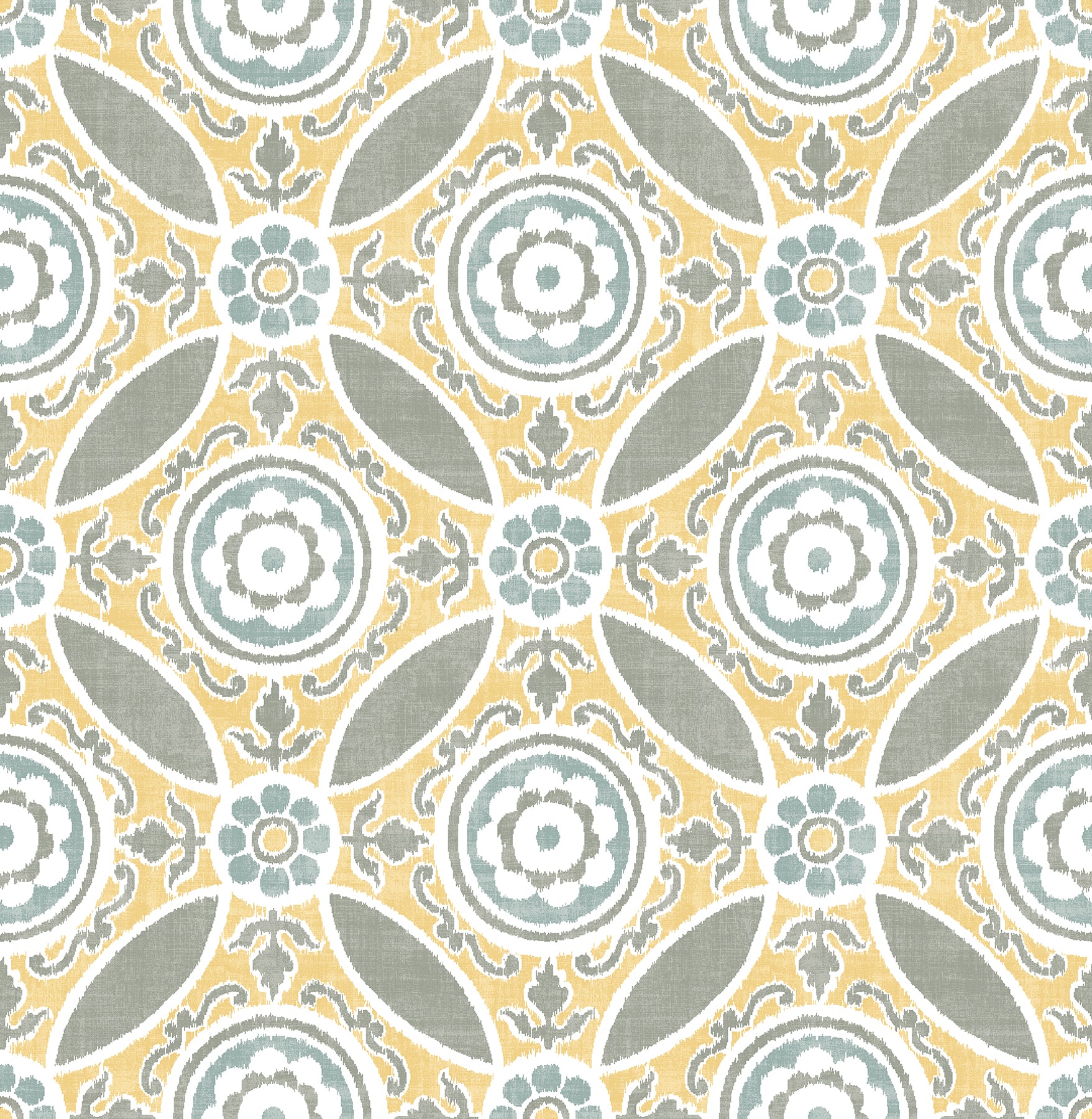 A-Street Prints Maya Yellow Medallion Wallpaper, 20.5-in by 33-ft