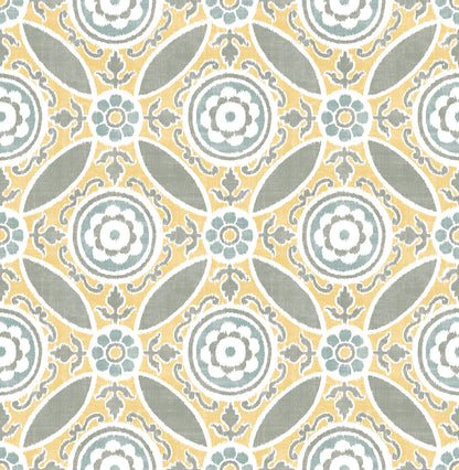 A-Street Prints Maya Yellow Medallion Wallpaper, 20.5-in by 33-ft