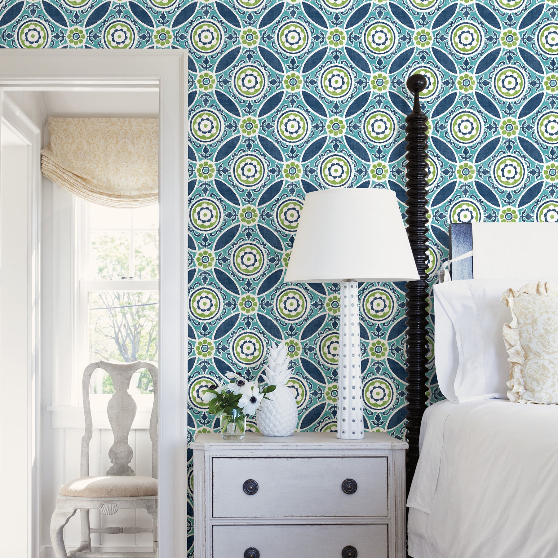 A-Street Prints Maya Teal Medallion Wallpaper, 20.5-in by 33-ft