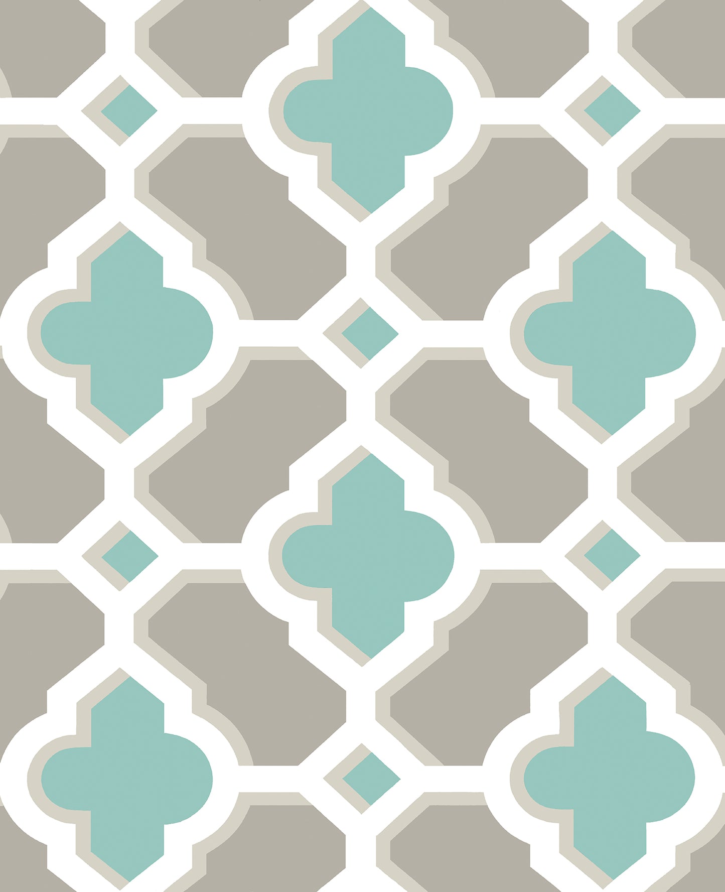 A-Street Prints Lido Turquoise Quatrefoil Wallpaper, 20.5-in by 33-ft