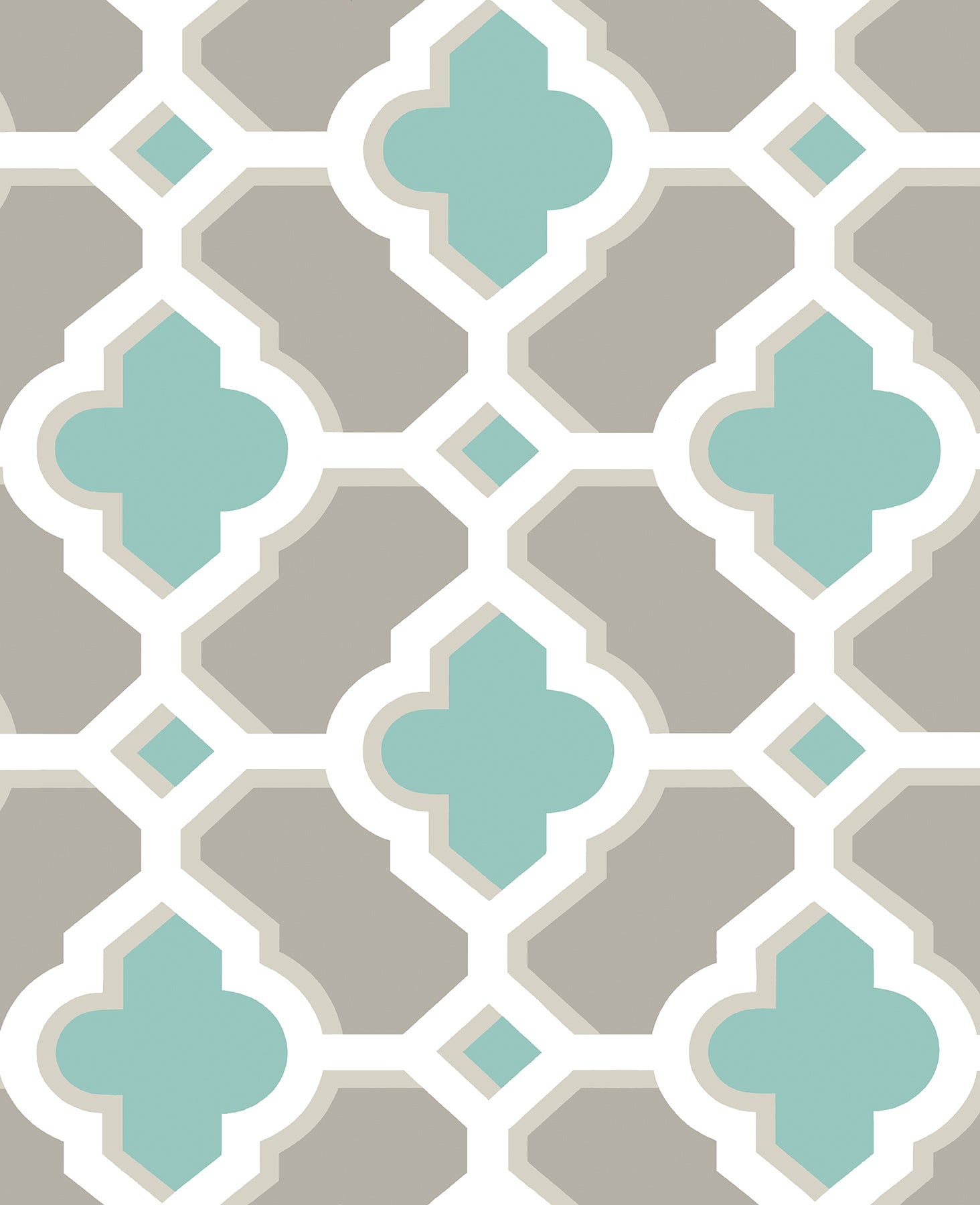 A-Street Prints Lido Turquoise Quatrefoil Wallpaper, 20.5-in by 33-ft