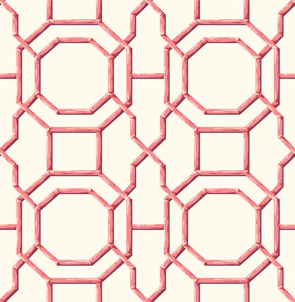 A-Street Prints Summer Coral Trellis Wallpaper, 20.5-in by 33-ft