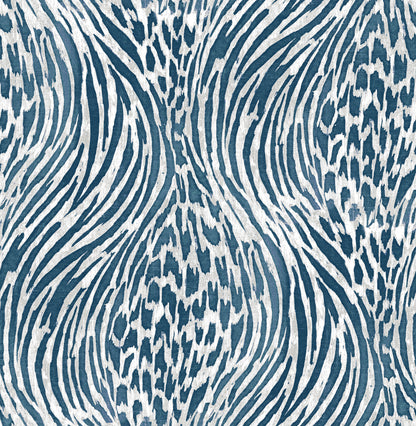 A-Street Prints Splendid Blue Animal Print Wallpaper, 20.5-in by 33-ft