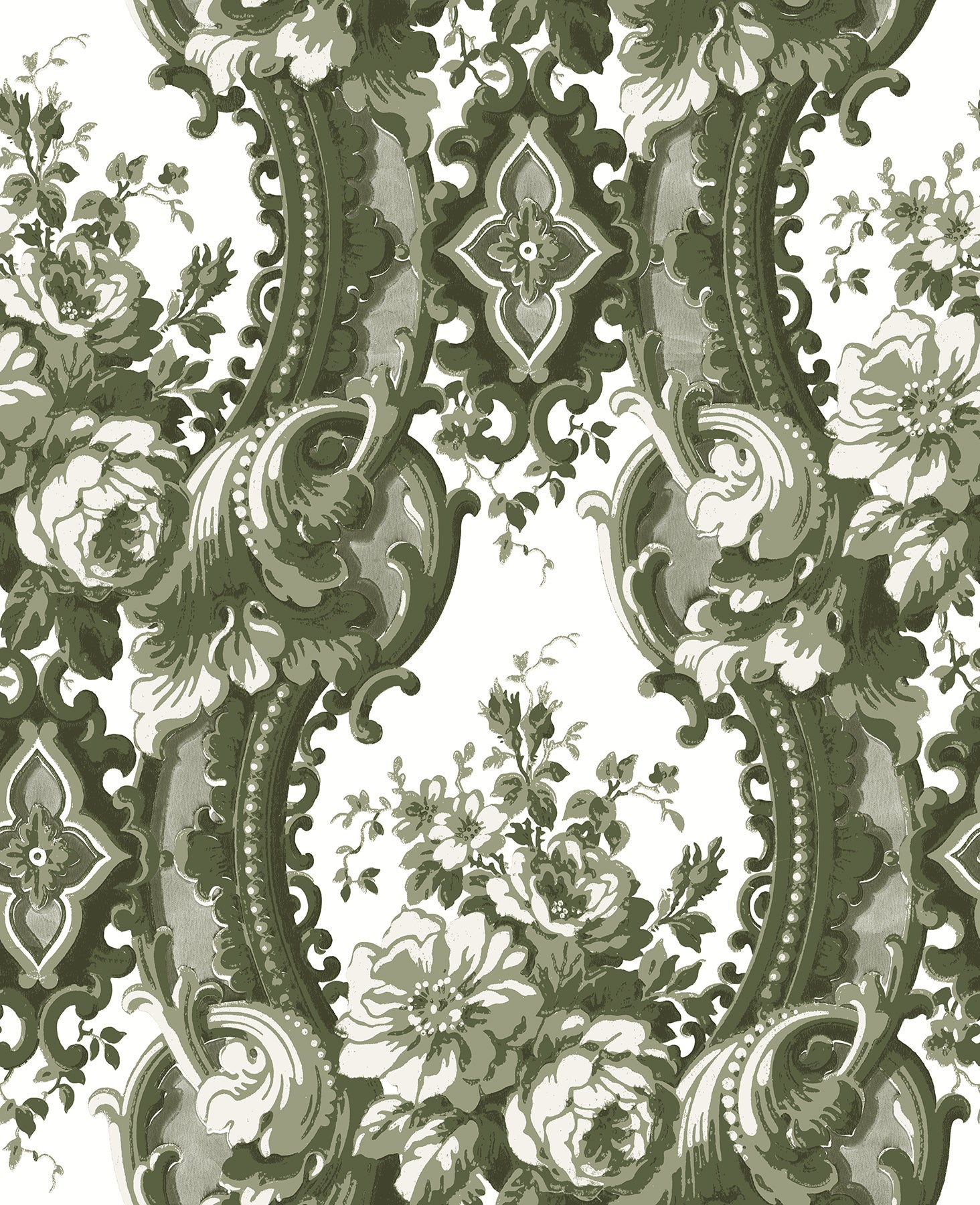 A-Street Prints Dreamer Green Damask Wallpaper, 20.5-in by 33-ft