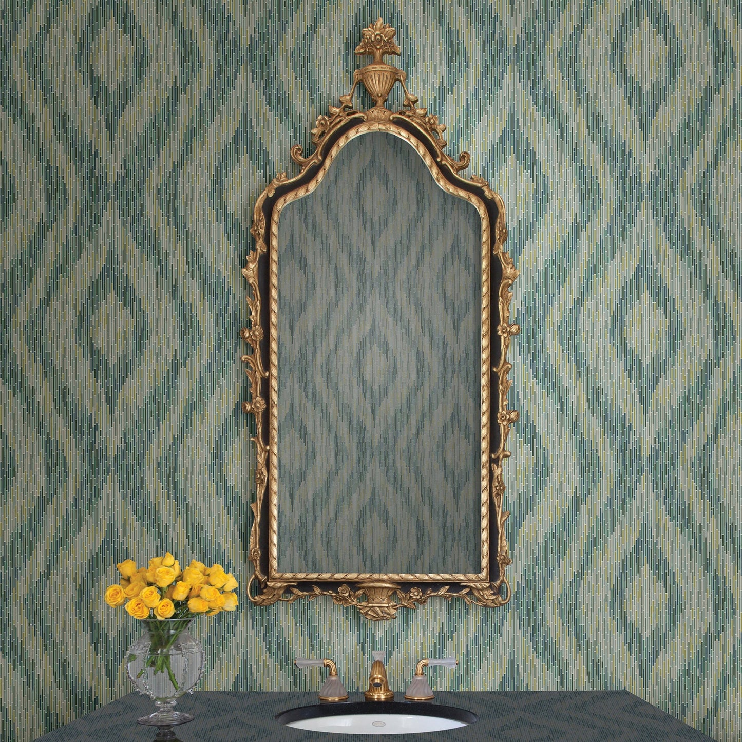 A-Street Prints Ethereal Green Ogee Wallpaper, 20.5-in by 33-ft