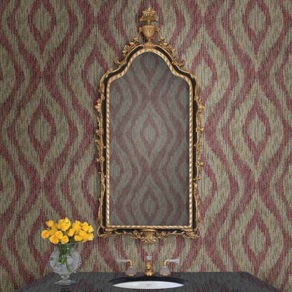 A-Street Prints Ethereal Red Ogee Wallpaper, 20.5-in by 33-ft