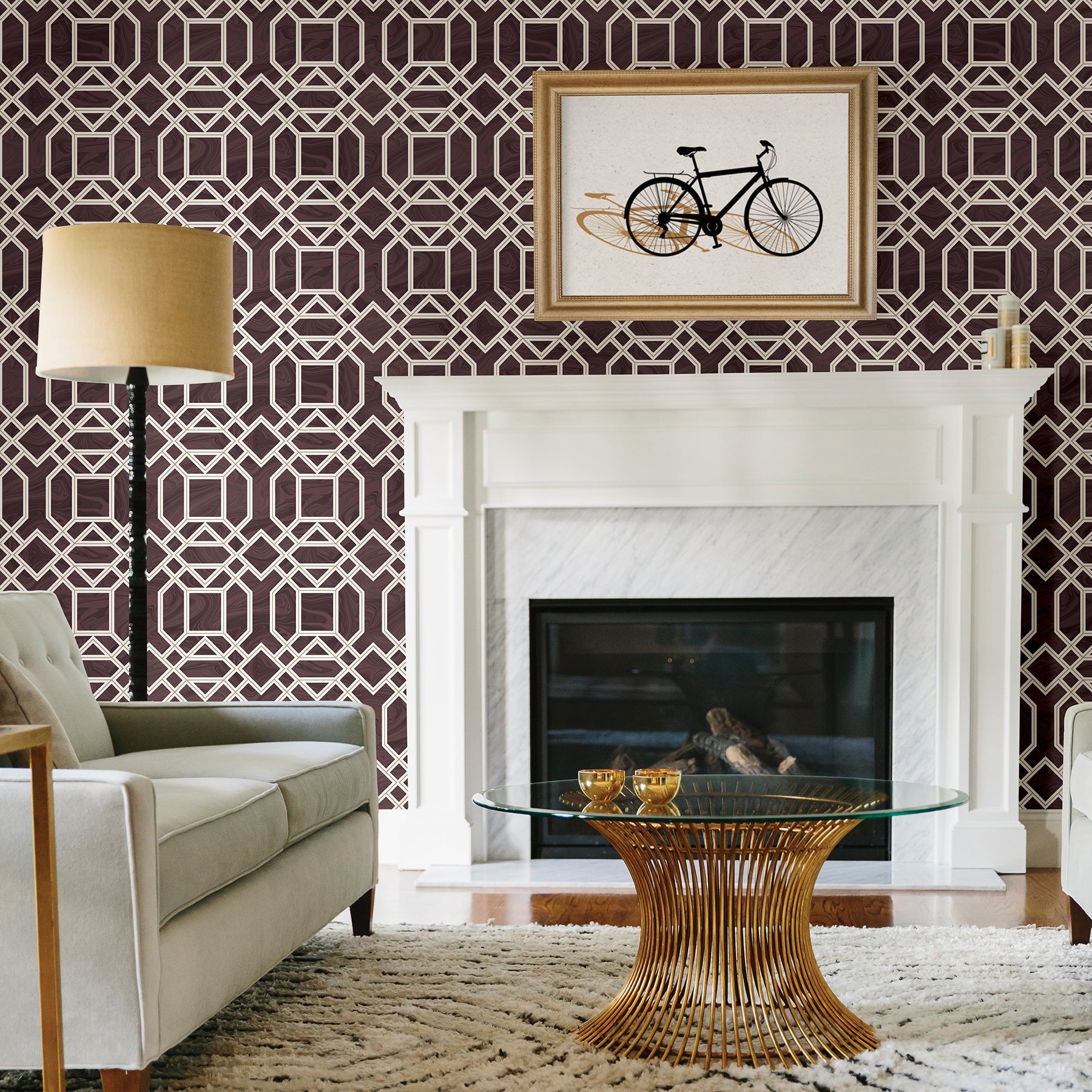 A-Street Prints Daphne Maroon Trellis Wallpaper, 20.5-in by 33-ft