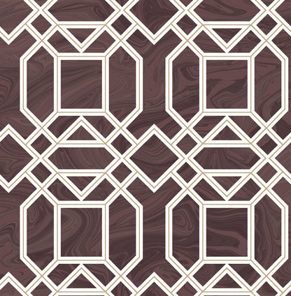 A-Street Prints Daphne Maroon Trellis Wallpaper, 20.5-in by 33-ft