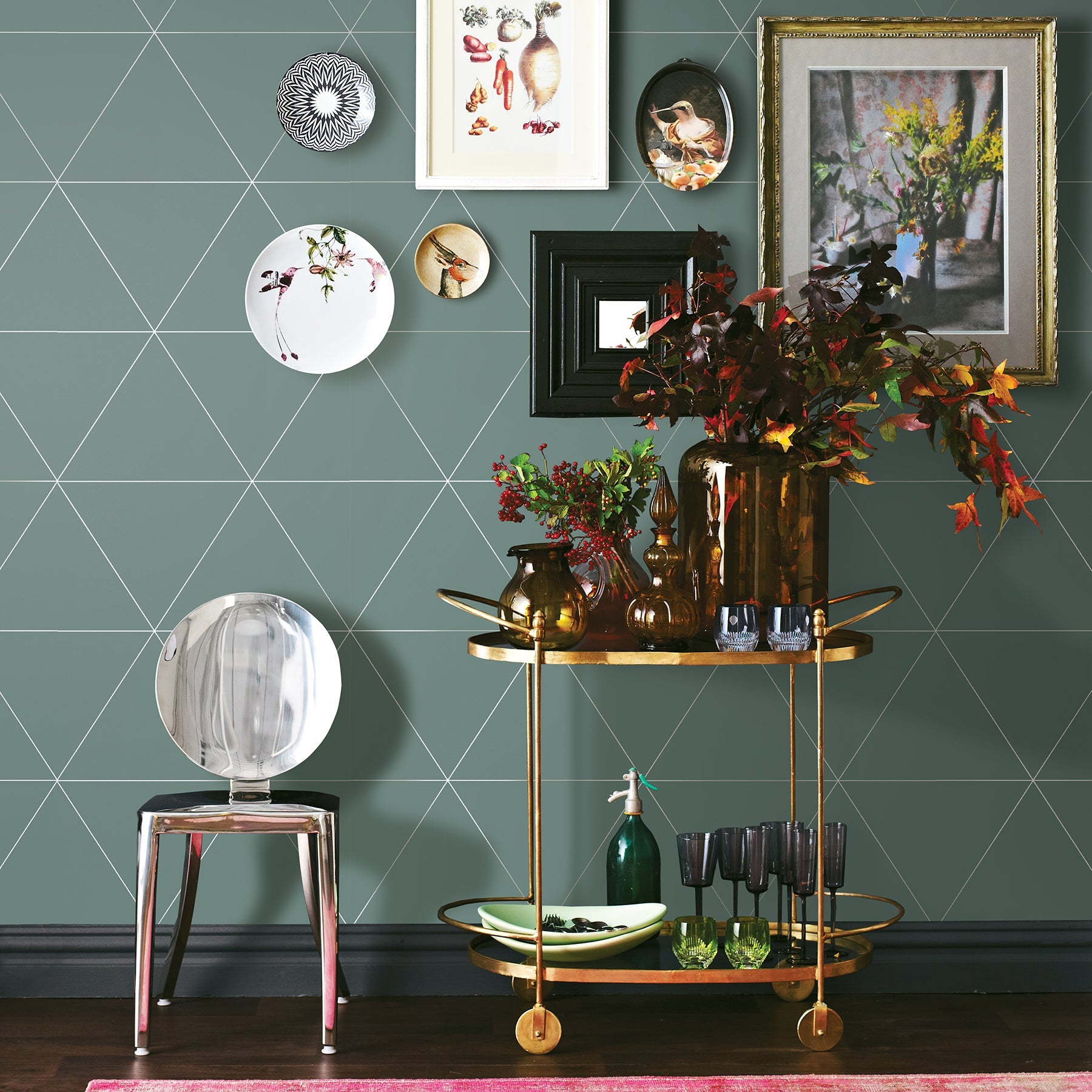 A-Street Prints Twilight Green Geometric Wallpaper, 20.5-in by 33-ft