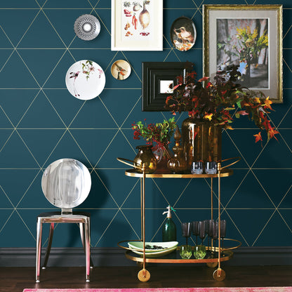 A-Street Prints Twilight Teal Geometric Wallpaper, 20.5-in by 33-ft