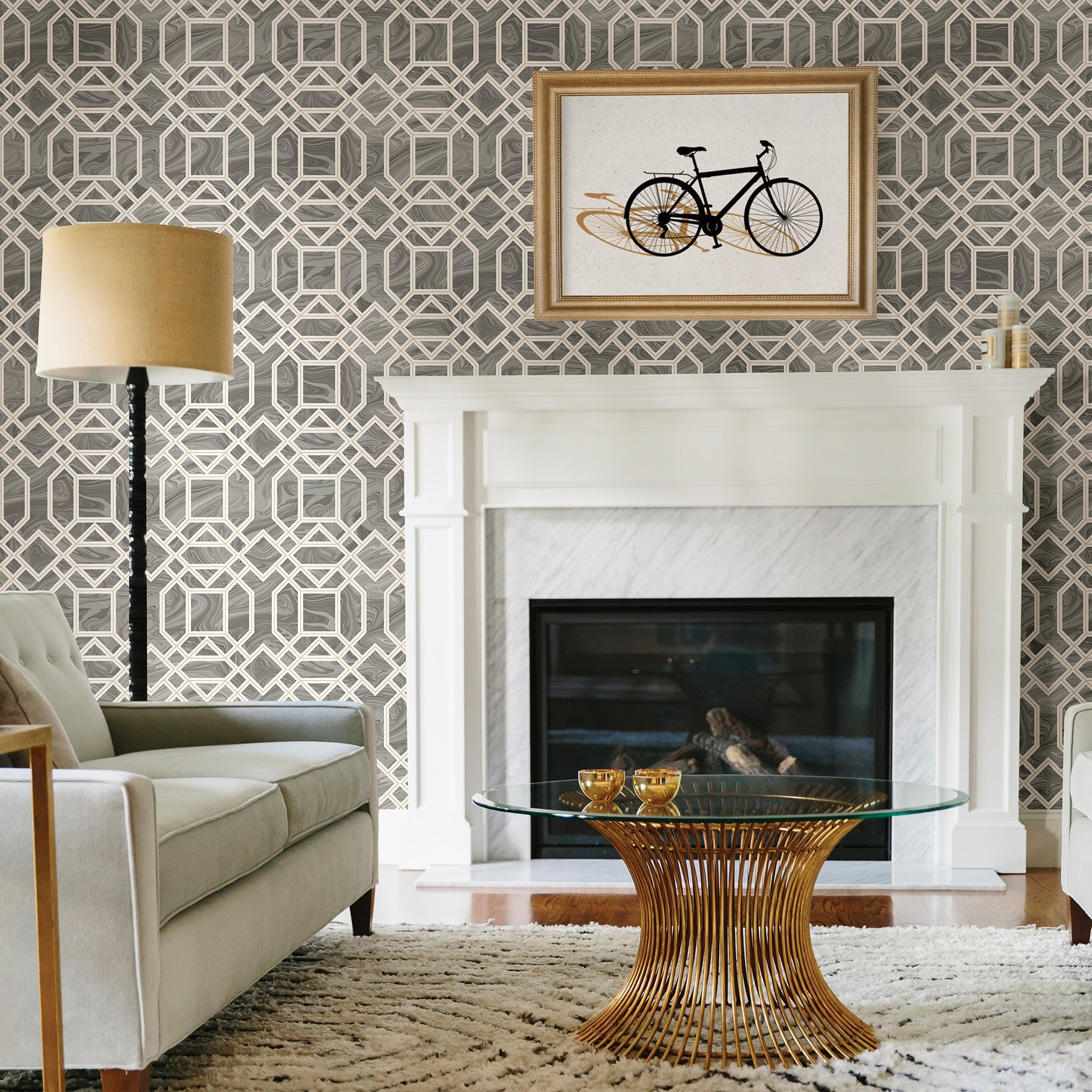 A-Street Prints Daphne Grey Trellis Wallpaper, 20.5-in by 33-ft