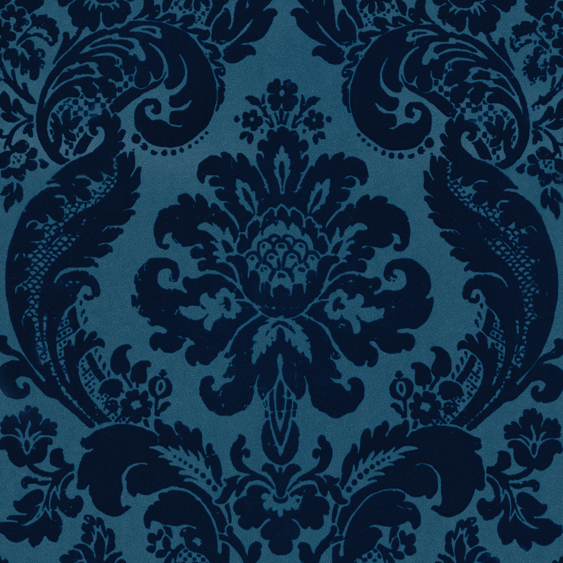 A-Street Prints Shadow Blue Flocked Damask Wallpaper, 20.5-in by 33-ft