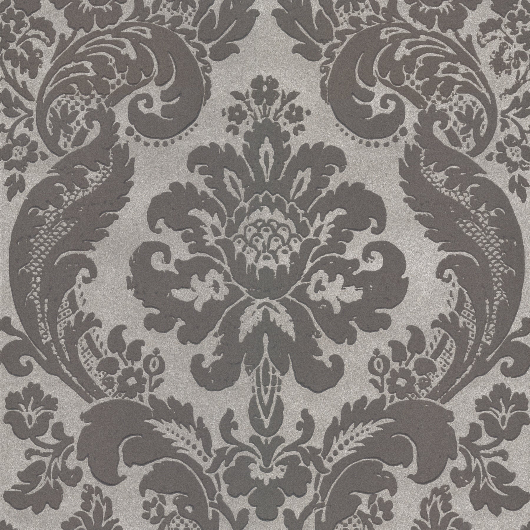 A-Street Prints Shadow Grey Flocked Damask Wallpaper, 20.5-in by 33-ft