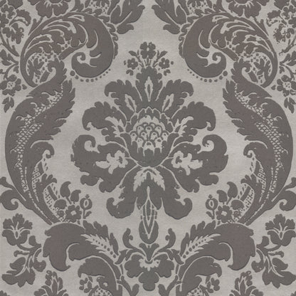 A-Street Prints Shadow Grey Flocked Damask Wallpaper, 20.5-in by 33-ft