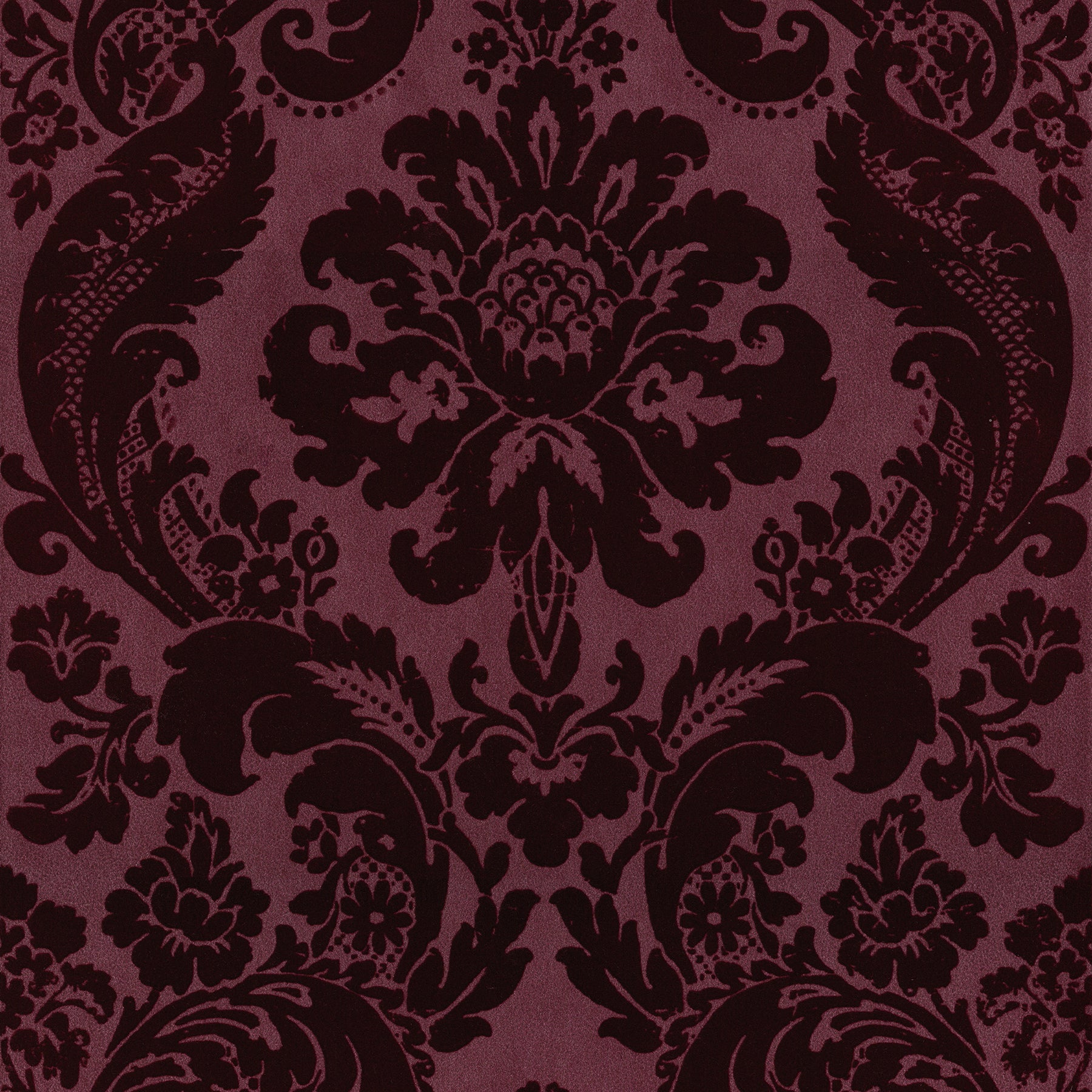 A-Street Prints Shadow Merlot Flocked Damask Wallpaper, 20.5-in by 33-ft