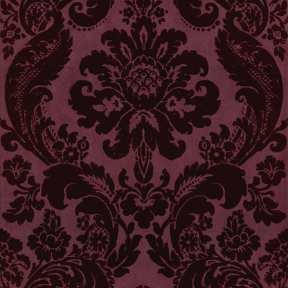 A-Street Prints Shadow Merlot Flocked Damask Wallpaper, 20.5-in by 33-ft