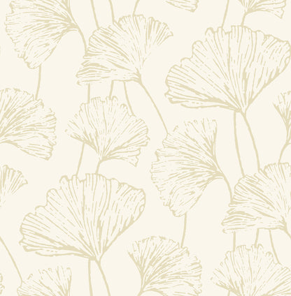 A-Street Prints Reverie Gold Ginkgo Wallpaper, 20.5-in by 33-ft