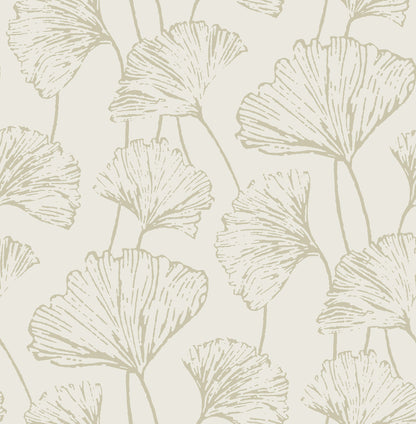 A-Street Prints Reverie Grey Ginkgo Wallpaper, 20.5-in by 33-ft