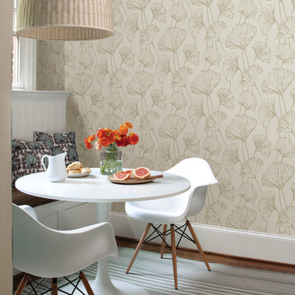 A-Street Prints Reverie Grey Ginkgo Wallpaper, 20.5-in by 33-ft