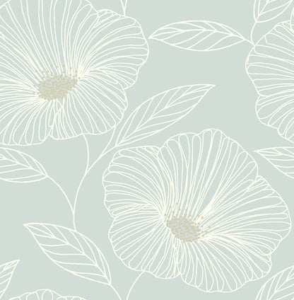 A-Street Prints Mythic Seafoam Floral Wallpaper, 20.5-in by 33-ft