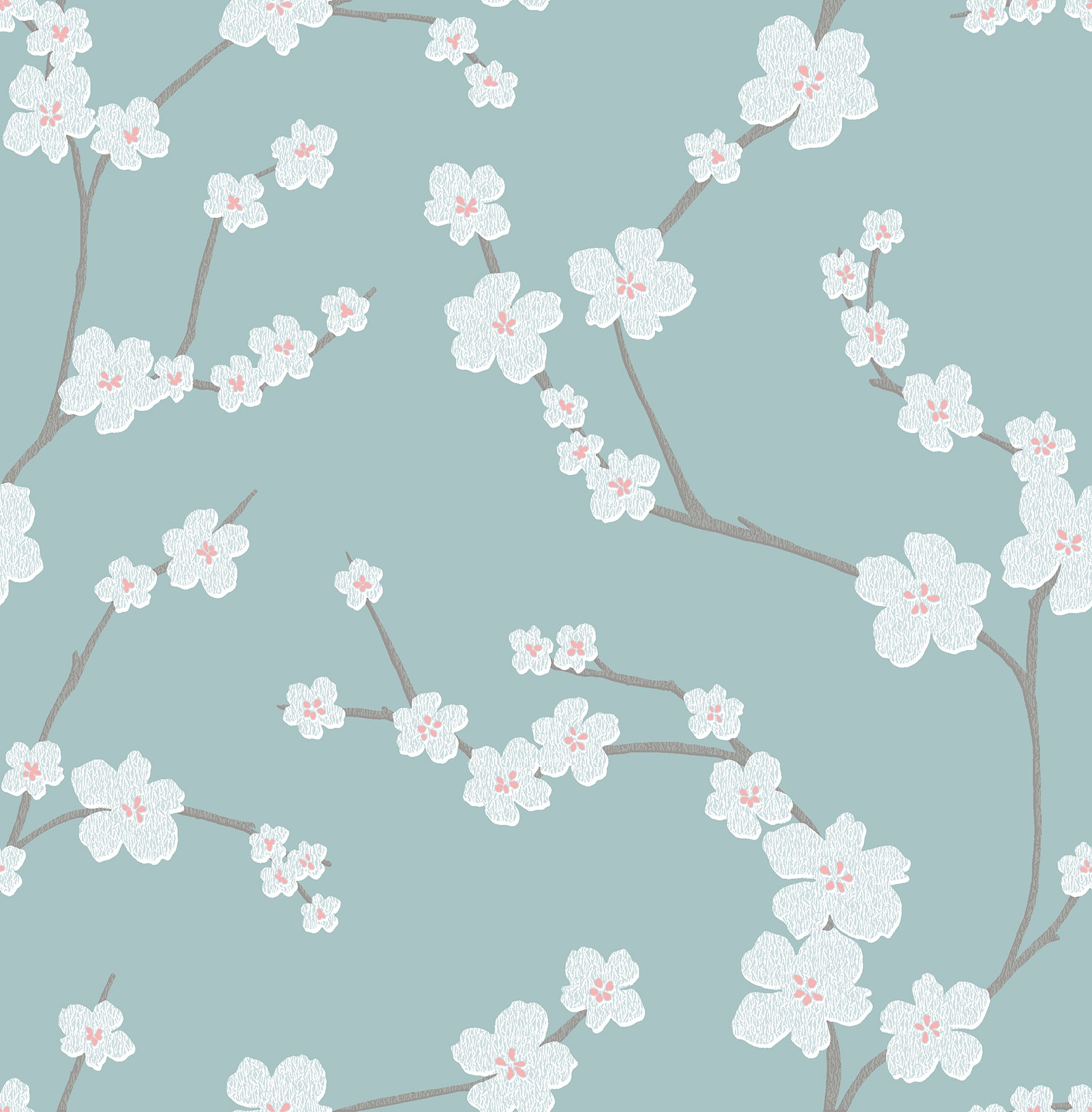 A-Street Prints Sakura Turquoise Floral Wallpaper, 20.5-in by 33-ft