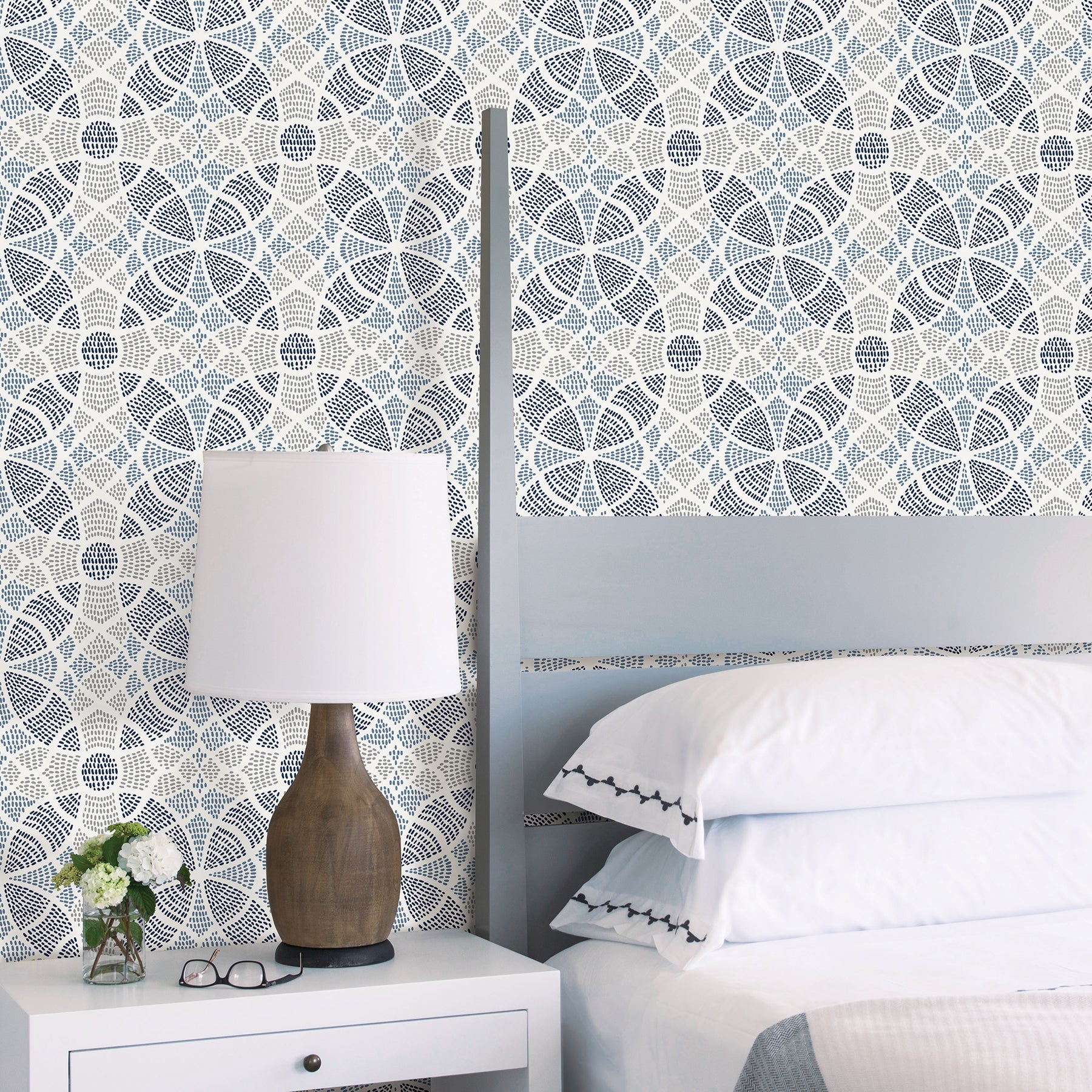 A-Street Prints Zazen Blue Geometric Wallpaper, 20.5-in by 33-ft