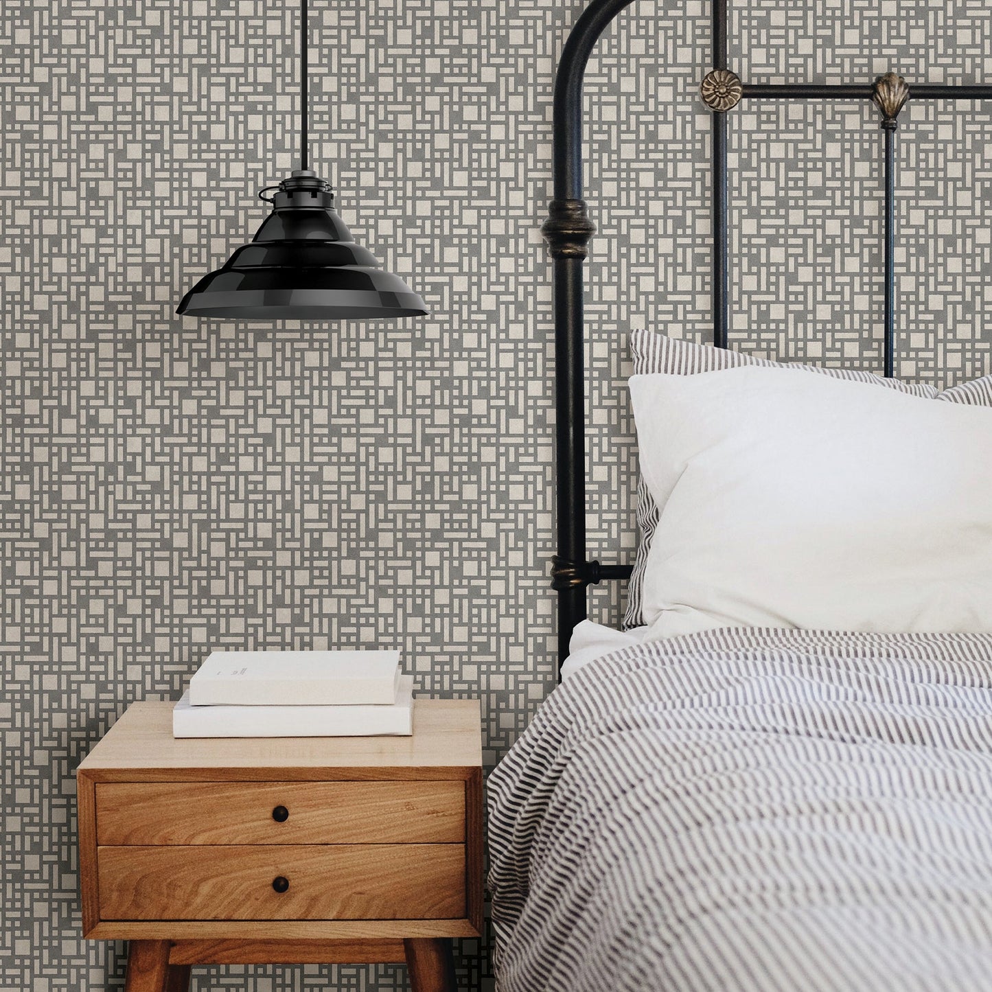 A-Street Prints Bento Grey Geometric Wallpaper, 20.5-in by 33-ft