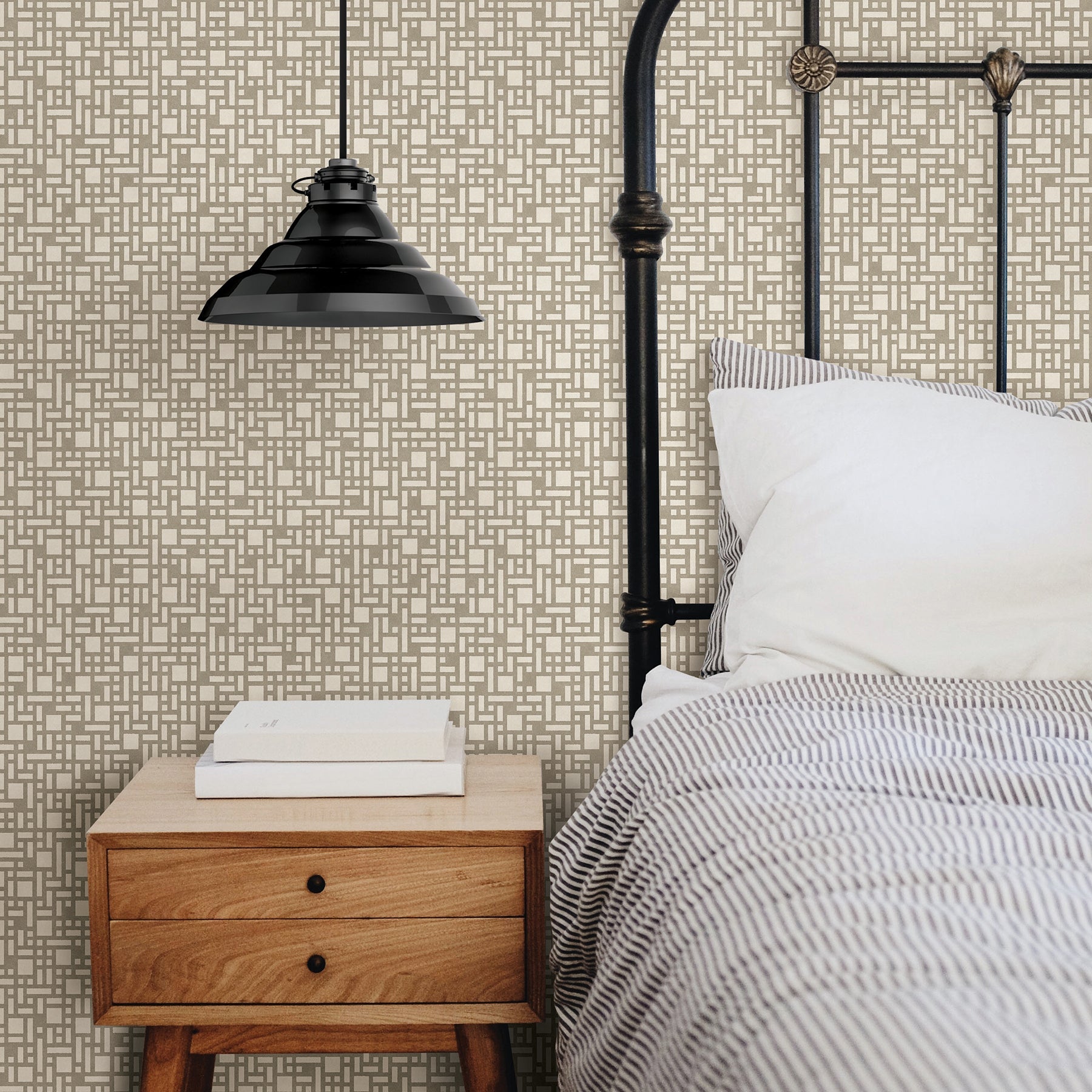 A-Street Prints Bento Taupe Geometric Wallpaper, 20.5-in by 33-ft