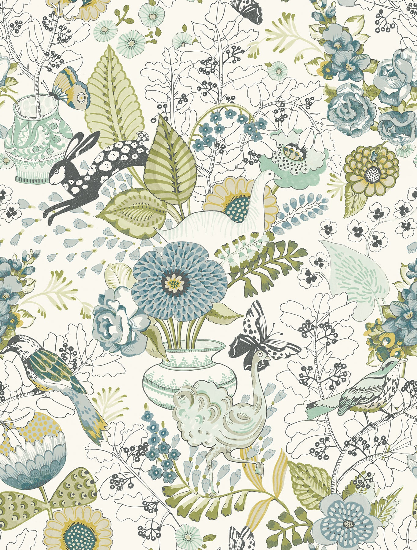 A-Street Prints Whimsy Green Fauna Wallpaper, 20.5-in by 33-ft