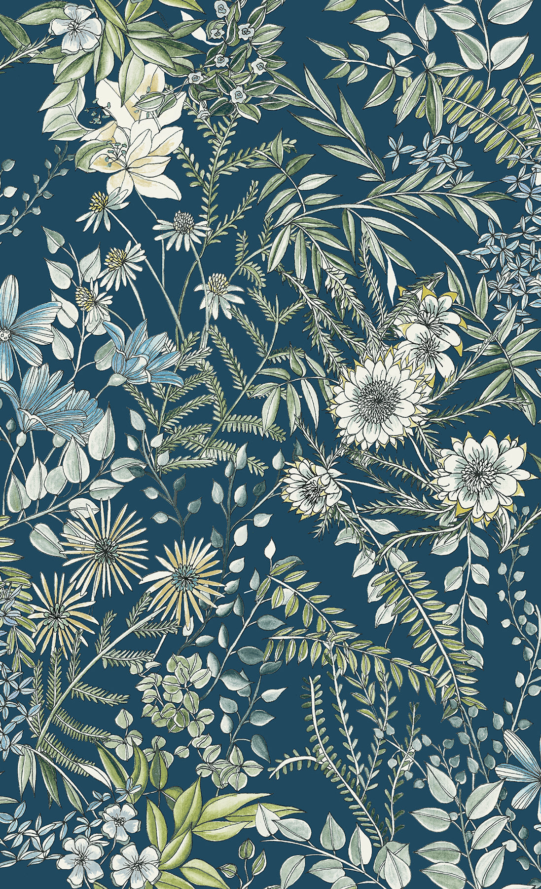 A-Street Prints Full Bloom Navy Navy Floral Wallpaper, 20.5-in by 33-ft