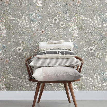 A-Street Prints Full Bloom Beige Floral Wallpaper, 20.5-in by 33-ft