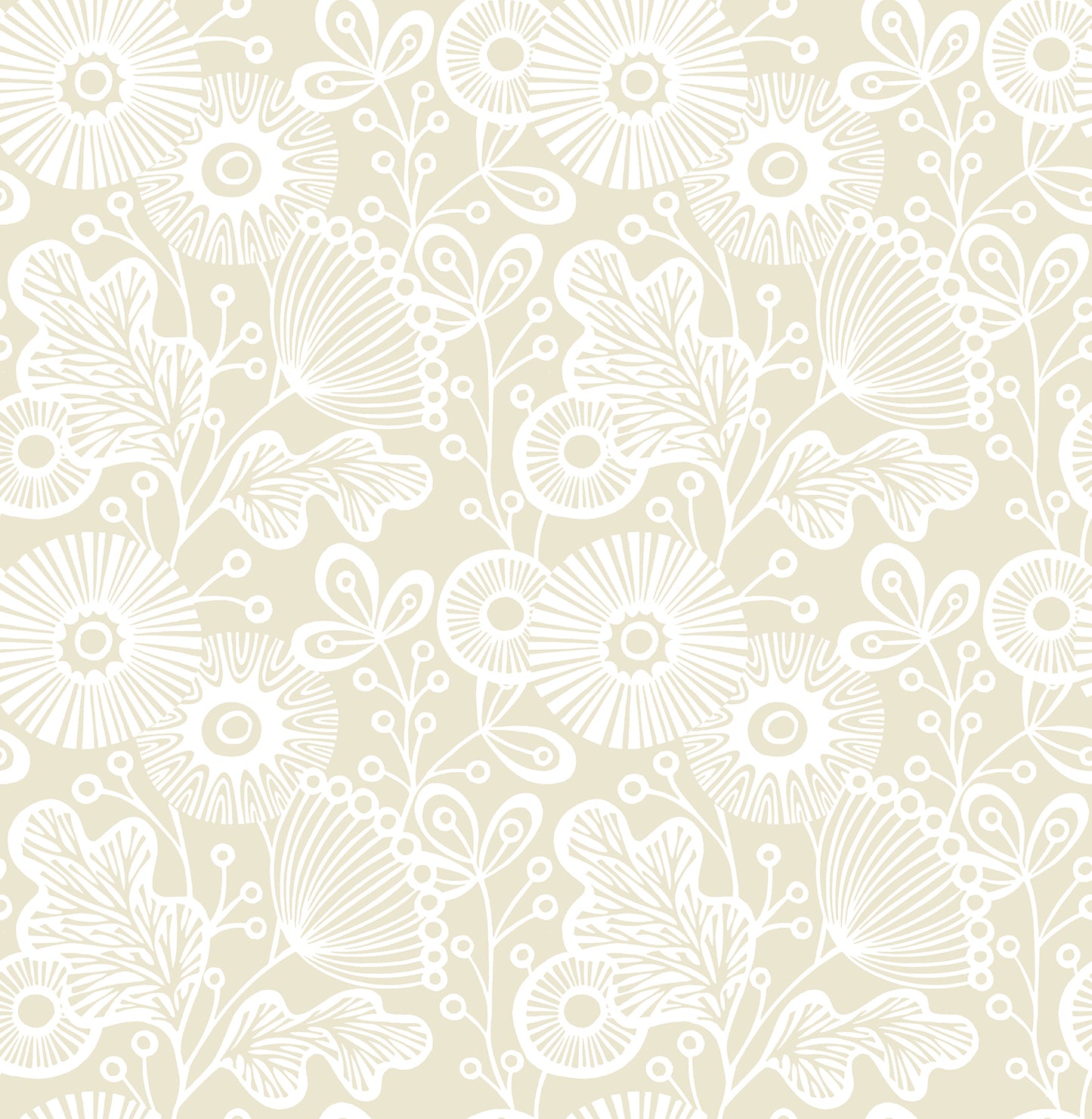 A-Street Prints Ana Cream Floral Wallpaper, 20.5-in by 33-ft