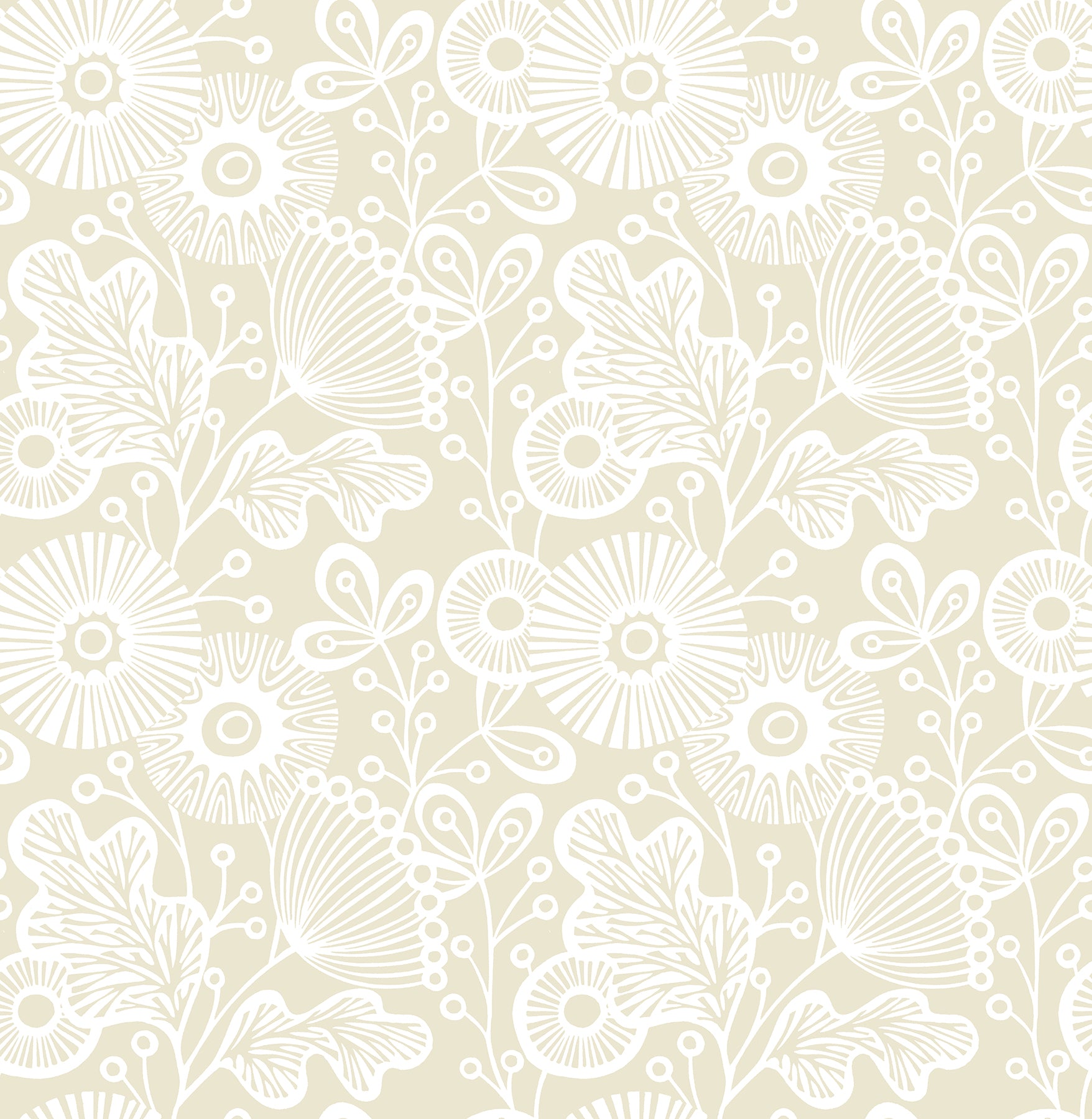 A-Street Prints Ana Cream Floral Wallpaper, 20.5-in by 33-ft