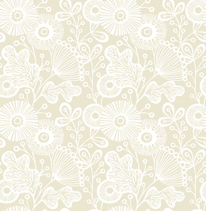 A-Street Prints Ana Cream Floral Wallpaper, 20.5-in by 33-ft