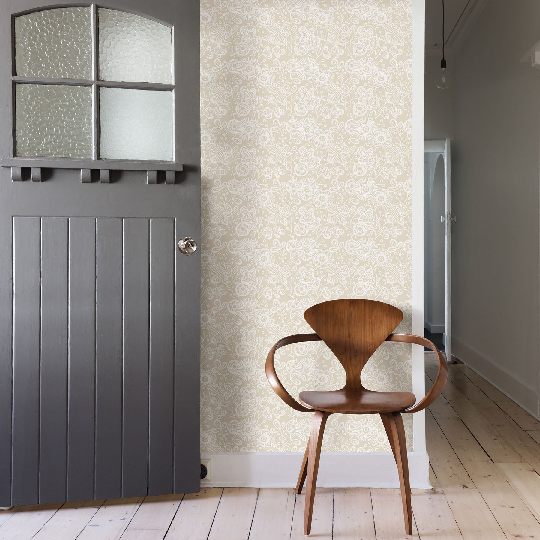 A-Street Prints Ana Cream Floral Wallpaper, 20.5-in by 33-ft