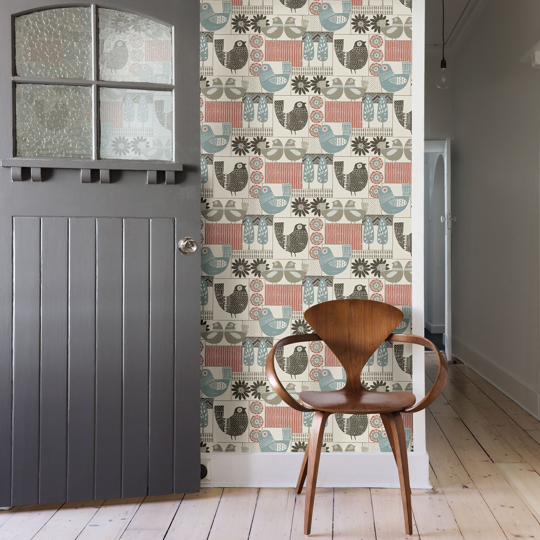 A-Street Prints Hennika Coral Patchwork Wallpaper, 20.5-in by 33-ft