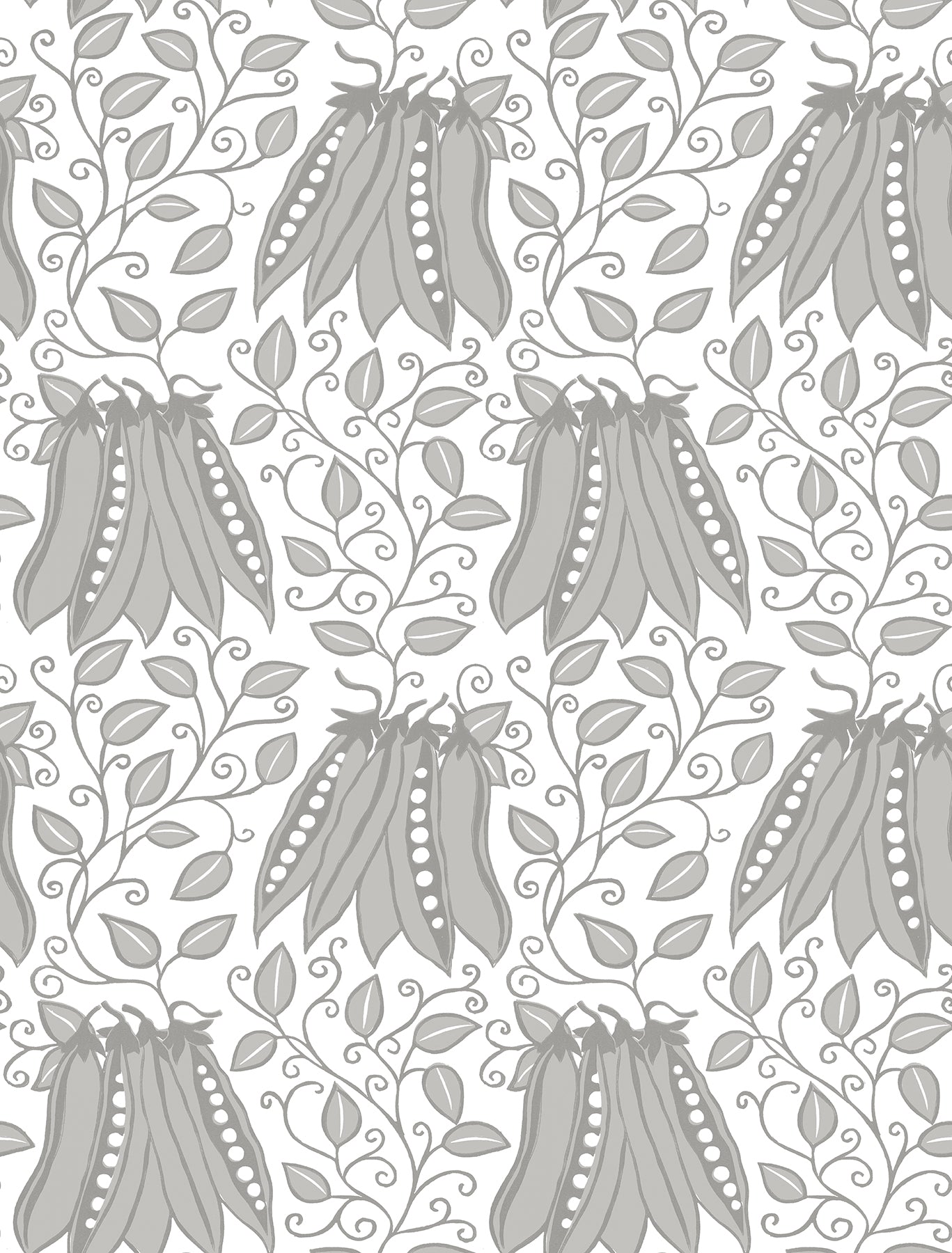 A-Street Prints Peas in a Pod Light Grey Garden Wallpaper, 20.5-in by 33-ft