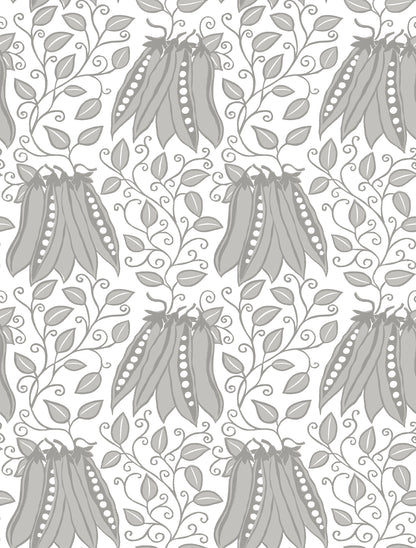 A-Street Prints Peas in a Pod Light Grey Garden Wallpaper, 20.5-in by 33-ft