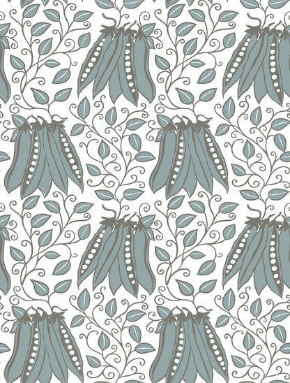 A-Street Prints Peas in a Pod Turquoise Garden Wallpaper, 20.5-in by 33-ft