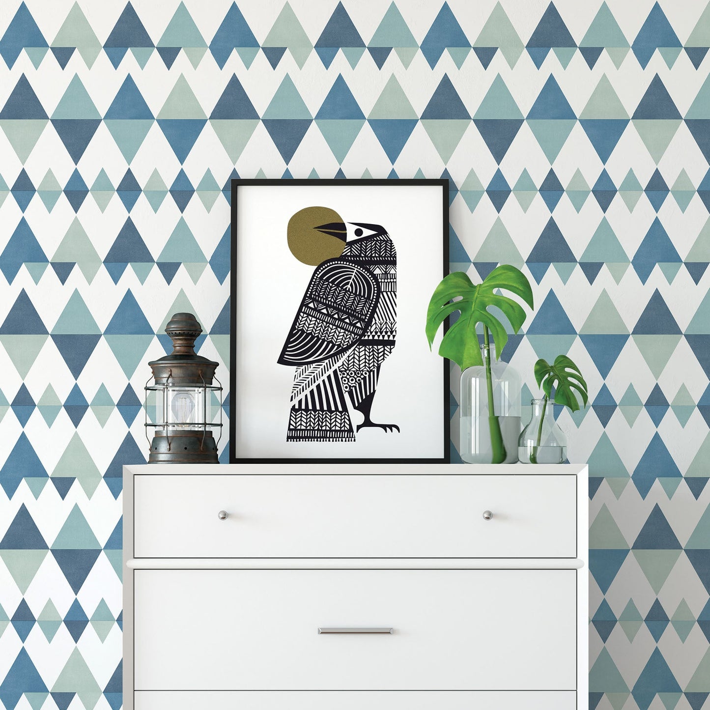 A-Street Prints Trilogy Blue Geometric Wallpaper, 20.5-in by 33-ft