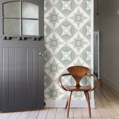 A-Street Prints Ellis Sage Geometric Wallpaper, 20.5-in by 33-ft